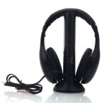 5 in 1 Wireless Headphone Earphone for MP3/MP4 PC TV CD FM Radio Black